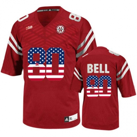 Men Nebraska Cornhuskers #80 Kenny Bell Red USA Flag ...