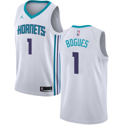 Men Nike Jordan Charlotte Hornets #1 Muggsy Bogues White NBA Jersey - Assoc