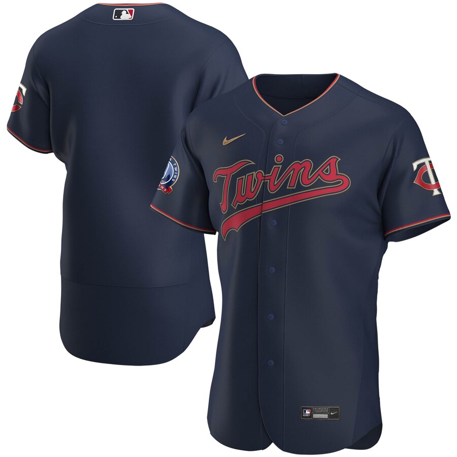 Men's Minnesota Twins Nike Navy Alternate 2020 60th Season Team Logo Jersey