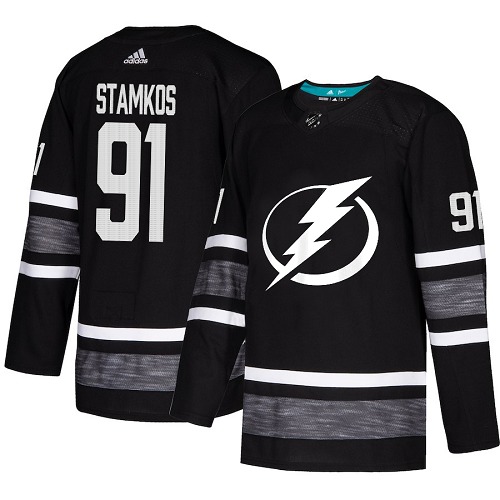 Men's Tampa Bay Lightning #91 Steven Stamkos Adidas Black Authentic 2019 Al
