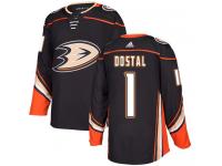 #1 Adidas Authentic Lukas Dostal Men's Black NHL Jersey - Home Anaheim Ducks