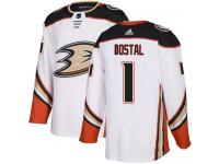 #1 Adidas Authentic Lukas Dostal Men's White NHL Jersey - Away Anaheim Ducks