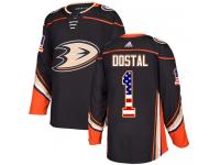 #1 Adidas Authentic Lukas Dostal Youth Black NHL Jersey - Anaheim Ducks USA Flag Fashion
