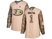 #1 Adidas Authentic Lukas Dostal Youth Camo NHL Jersey - Anaheim Ducks Veterans Day Practice