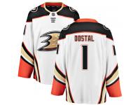 #1 Breakaway Lukas Dostal Men's White NHL Jersey - Away Anaheim Ducks
