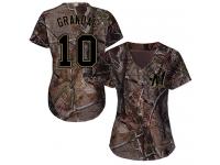 #10 Authentic Yasmani Grandal Camo Baseball Women's Jersey Milwaukee Brewers Realtree Collection Flex Base