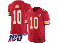 #10 Limited Tyreek Hill Red Football Home Men's Jersey Kansas City Chiefs Vapor Untouchable 100th Season