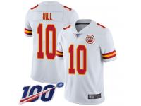 #10 Limited Tyreek Hill White Football Road Men's Jersey Kansas City Chiefs Vapor Untouchable 100th Season