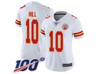 #10 Limited Tyreek Hill White Football Road Women's Jersey Kansas City Chiefs Vapor Untouchable 100th Season