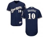 #10 Yasmani Grandal Navy Blue Baseball Alternate Men's Jersey Milwaukee Brewers Flex Base