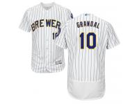 #10 Yasmani Grandal White Baseball Home Men's Jersey Milwaukee Brewers Flex Base