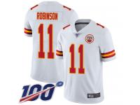 #11 Limited Demarcus Robinson White Football Road Youth Jersey Kansas City Chiefs Vapor Untouchable 100th Season