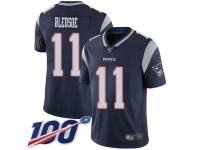 #11 Limited Drew Bledsoe Navy Blue Football Home Men's Jersey New England Patriots Vapor Untouchable 100th Season