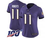 #11 Limited Seth Roberts Purple Football Home Women's Jersey Baltimore Ravens Vapor Untouchable 100th Season