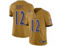 #12 Limited Jaleel Scott Gold Football Youth Jersey Baltimore Ravens Inverted Legend Vapor Rush