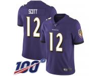 #12 Limited Jaleel Scott Purple Football Home Men's Jersey Baltimore Ravens Vapor Untouchable 100th Season