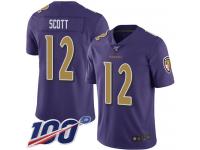 #12 Limited Jaleel Scott Purple Football Youth Jersey Baltimore Ravens Rush Vapor Untouchable 100th Season