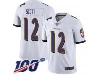 #12 Limited Jaleel Scott White Football Road Youth Jersey Baltimore Ravens Vapor Untouchable 100th Season