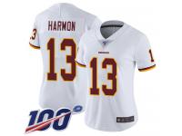 #13 Limited Kelvin Harmon White Football Road Women's Jersey Washington Redskins Vapor Untouchable 100th Season