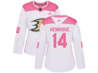 #14 Adidas Authentic Adam Henrique Women's White Pink NHL Jersey - Anaheim Ducks Fashion