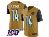 #14 Limited Justin Blackmon Gold Football Youth Jersey Jacksonville Jaguars Rush Vapor Untouchable 100th Season