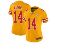 #14 Limited Sammy Watkins Gold Football Women's Jersey Kansas City Chiefs Inverted Legend Vapor Rush