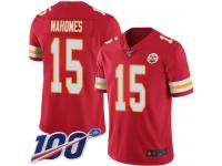 #15 Limited Patrick Mahomes Red Football Home Youth Jersey Kansas City Chiefs Vapor Untouchable 100th Season