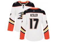 #17 Adidas Authentic Ryan Kesler Women's White NHL Jersey - Away Anaheim Ducks