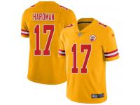 #17 Limited Mecole Hardman Gold Football Men's Jersey Kansas City Chiefs Inverted Legend Vapor Rush