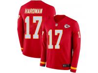 #17 Limited Mecole Hardman Red Football Youth Jersey Kansas City Chiefs Therma Long Sleeve
