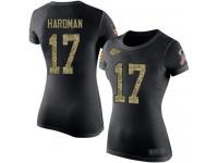 #17 Mecole Hardman Black Camo Football Salute to Service Women's Kansas City Chiefs T-Shirt
