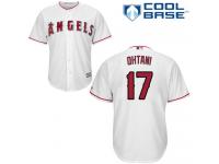 #17 Men's Shohei Ohtani Replica Jersey White MLB Majestic Home Los Angeles Angels of Anaheim Cool Base