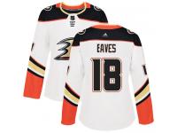 #18 Adidas Authentic Patrick Eaves Women's White NHL Jersey - Away Anaheim Ducks