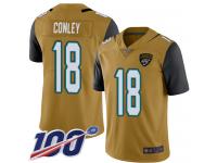 #18 Limited Chris Conley Gold Football Youth Jersey Jacksonville Jaguars Rush Vapor Untouchable 100th Season