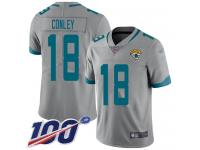 #18 Limited Chris Conley Silver Football Youth Jersey Jacksonville Jaguars Inverted Legend 100th Season