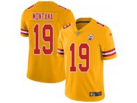 #19 Limited Joe Montana Gold Football Men's Jersey Kansas City Chiefs Inverted Legend Vapor Rush