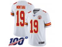 #19 Limited Joe Montana White Football Road Youth Jersey Kansas City Chiefs Vapor Untouchable 100th Season