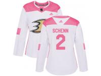 #2 Adidas Authentic Luke Schenn Women's White Pink NHL Jersey - Anaheim Ducks Fashion