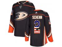 #2 Adidas Authentic Luke Schenn Youth Black NHL Jersey - Anaheim Ducks USA Flag Fashion
