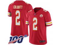 #2 Limited Dustin Colquitt Red Football Home Men's Jersey Kansas City Chiefs Vapor Untouchable 100th Season