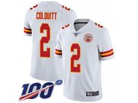 #2 Limited Dustin Colquitt White Football Road Men's Jersey Kansas City Chiefs Vapor Untouchable 100th Season
