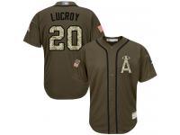 #20 Jonathan Lucroy Green Baseball Youth Jersey Los Angeles Angels of Anaheim Salute to Service