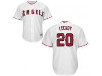 #20  Jonathan Lucroy White Baseball Home Men's Jersey Los Angeles Angels of Anaheim Cool Base