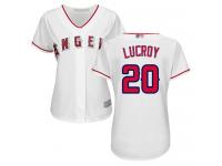 #20  Jonathan Lucroy White Baseball Home Women's Jersey Los Angeles Angels of Anaheim Cool Base