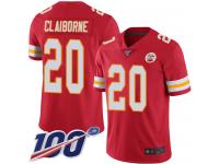 #20 Limited Morris Claiborne Red Football Home Youth Jersey Kansas City Chiefs Vapor Untouchable 100th Season