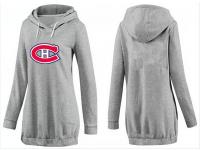 2015 NHL Montreal Canadiens Women Long Grey Pullover Hoodie