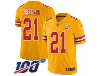 #21 Limited Bashaud Breeland Gold Football Men's Jersey Kansas City Chiefs Inverted Legend Vapor Rush 100th Season