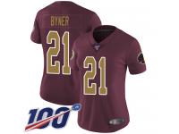 #21 Limited Earnest Byner Burgundy Red Football Alternate Women's Jersey Washington Redskins Vapor Untouchable 100th Season 80th Anniversary