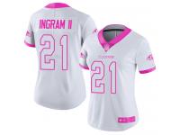 #21 Limited Mark Ingram II White Pink Football Women's Jersey Baltimore Ravens Rush Fashion