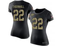 #22 Juan Thornhill Black Camo Football Salute to Service Women's Kansas City Chiefs T-Shirt